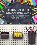 Pegboard Bins And Hooks Set For Garage And Workshop Organization No Fuss 12 Pack Pegboard Cups with hooks on pegboard wall