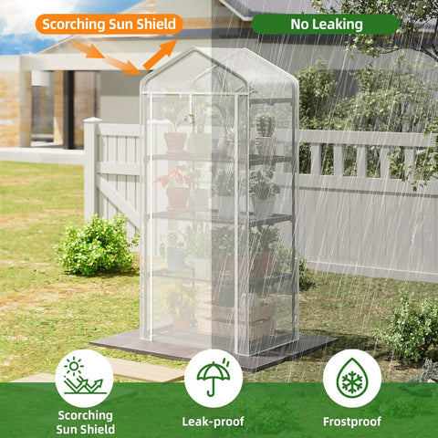 Four Tier Mini Greenhouse For Indoor And Outdoor Use With Adjustable Shelves Space Saving Vertical Grow House Reinforced Steel Frame Waterproof Mesh Cover Ideal For Balcony Patio Deck Or Kitchen Garden