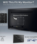 Built Tough VESA Adapter Bracket For TVs And Monitors Max 42 Inches with compatibility guide for VESA patterns 200x100 and 200x200.