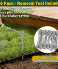Set Of 150 Heavy Duty Circle Top Landscape Fabric Stakes And Pins 6 Inch Galvanized Weed Barrier Stakes With Removal Tool