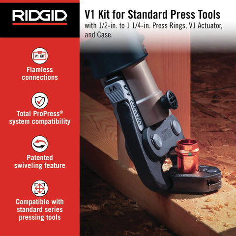 V1 Press Ring And Actuator Kit For Standard Press Tools 1/2 In To 1-1/4 In Copper And Stainless Tubing, ProPress compatibility