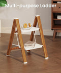 Lightweight Aluminum 2 Step Folding Ladder With Wide Pedals And Anti Slip Grip For Safer Heights Opens To 18 x 20.8 x 24 Inches Folds Down To 25.9 x 18 x 1.9 Inches And Weighs Just 5.73 Pounds For Easy Indoor Or Outdoor Use, used as plant stand