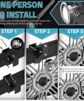Installation steps for Universal Spare Tire Mount with Anti Theft Rope for trailers, fits 4, 5, 6 lug wheels, 150 lb capacity