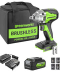 24V Brushless Half Inch Cordless Impact Wrench With 3 Speed Selector And LED Light Delivers 300 Ft Lbs Torque Ultra Compact