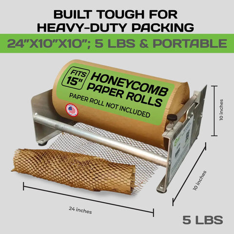 Top Shelf Mini Packing Station, 24x10x10 inch heavy duty kraft wrap holder, portable honeycomb paper dispenser.