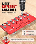 Two In One Shelf Pin And Hinge Jig With Adjustable Quarter Inch Drilling Guides, Lightweight Aluminum Cabinet Hardware Jig For 5mm Straight Holes, A Handy DIYer Woodworking Drill Guide For Cabinets And Shelves with multiple metal drill sleeves
