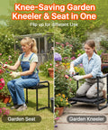 Heavy Duty Garden Kneeler And Seat With Extra Wide 10.2 Inch Kneeling Pad And 1.6 Inch Foam Cushion, Foldable Garden Stool With Two Tool Pouches