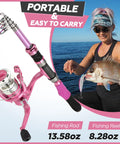 Telescopic Fishing Rod And Reel Combo For Ladies Pink Spinning Pole Set For Beginners Women Includes Line And Essential Accessories