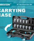 Carrying case of 16 Inch Rivet Nut Tool Set with Hand Rivet Nut Gun, 11 Interchangeable Mandrels and 110 Rivet Nuts