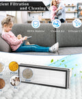 Replacement HEPA Filter Set For Qrevo S Curve Pro Plus MaxV Edge Robotic Vacuum Cleaners, showing filter efficiency infographic