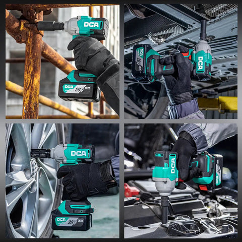 Heavy Duty Cordless Impact Wrench With Brushless Motor, Cranks Out 503 Ft Lbs Raw Torque in action changing tire bolts.
