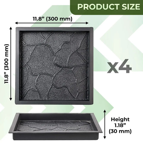 4 Piece Concrete Mold Set For DIY Paver Stones And Walkways, mold dimensions 11.8x11.8x1.2 inches, ABS plastic