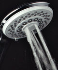 Instant Mount Drill Free Shower Combo With Height And Angle Adjustable 3 Way SpiralFlo Head And Handheld Shower Slide Bar Included 36 Spray Patterns Dual Shower Heads For Easy Spa Upgrade close-up of water flow from handheld shower head