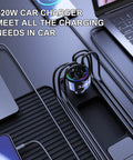 Heavy Hitter 320W USB Type C Car Charger Six Port PD Fast Charge Adapter Built Different for laptops and phones on a car setup.