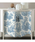 Sideboard with Country Life Toile Peel And Stick Wallpaper Roll For Easy DIY Accent Wall Blue And White No Water Needed Quick Peel And Stick Application 20.5 Inches Wide By 16.5 Feet Long 100 Percent Removable No Sticky Residue Renters Friendly applied on doors
