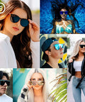 Various people wearing XL Polarized Work Sunglasses For Men And Women With Side Shield Design, featuring UV protection.