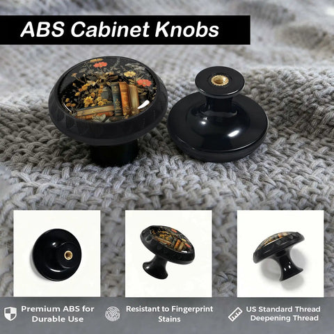 12 Pack Vintage Botanical Book Flower Cabinet Knobs For Kitchen And Bathroom on textured surface, showcasing design detail.