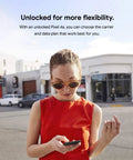 Unlocked Android Smartphone Pixel 4a Boasting A Sleek Just Black Finish And Ridiculous Battery Life Paired With A Dope 12 Megapixel Camera For Crisp Photos And Lightning Fast Speeds Perfect For Everyday Use And Travel Adventures held by a woman in sunglasses.