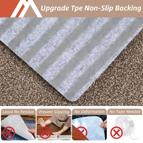Close-up of Non Slip Stair Treads Carpet Mats featuring TPE non-slip backing, showcasing anti-slip features for wood steps.