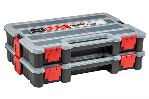 2-Pack Stackable Small Parts Organizer Boxes With 20 Compartments And 12 Removable Dividers Per Box For Screw Nut Bolt Storage