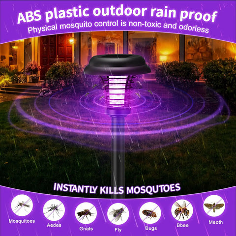 Four Pack Solar Bug Zapper Outdoor Waterproof Mosquito Killer Lights for moths, gnats, flies in backyard garden at night
