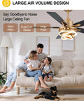 Family in living room with 52 Inch Ceiling Fan With Light Gold Chandelier, DC Motor, Dimmable LED, stylish design