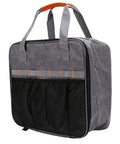 Built Tough Camping Gas Tank Bag With 320D Cationic Fabric and mesh pockets, angled view