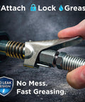Locking Grease Gun Coupler That Stays On Tight For Zerk Fittings No Leaks Or Slip Off Easy Release Under Pressure Handles Up To Ten Thousand PSI