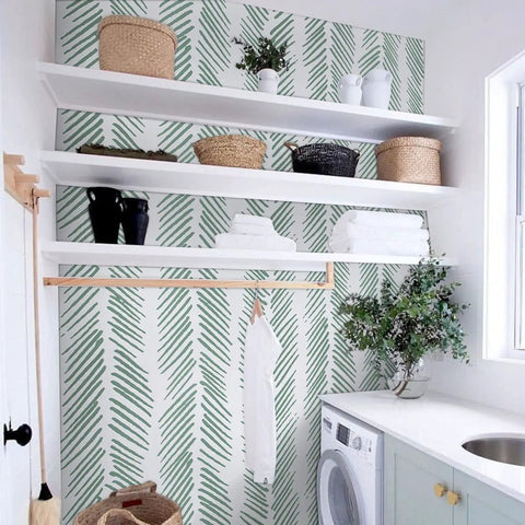 Green Stripe Peel And Stick Wallpaper Self Adhesive Removable Contact Paper For Shelves Drawers And Cabinets DIY Friendly Install