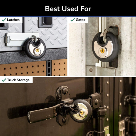 Heavy Duty 70mm Discus-Shaped Padlock With Key For Shed Garage Storage Lockers Sliding Doors Tool Boxes Cabinets 2 Pack Built Tough Beat-Proof Stainless Steel Shackle Weatherproof securing latches and gates