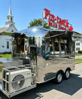 Fresh Mirror Finish Food Truck Rigged Out As A Flexible Mobile Catering Trailer With Heavy Duty Axles Ready To Roll Profitably Sweet Street Kitchen For Sale, showcasing polished exterior and ventilation.