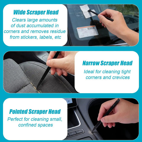 Go To Car Interior Detailing Kit Pro Grade 10 Piece Set With Soft Interior Brush Black Crevice Brush Green Crevice Brushes And Precision Scrapers For Hard To Reach Cavities And Dashboards, scraper heads for car crevices