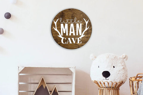 Rustic Birch Wood Wall Sign 12 Inch For Nursery And Bedroom Decor Handmade Crib Decoration Woodland Aesthetic Gift For Newborn Boys And New Moms Cozy Homey Vibe displaying 'Little Man Cave' text.