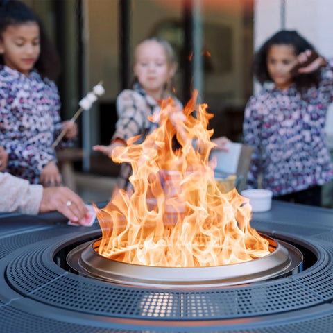 Surround Extend For Bonfire Ranger Fire Pit Table Space Upgrade Outdoor Backyard Party Accessory with children roasting marshmallows