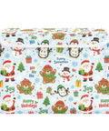 Heavy Duty Foldable Storage Bin With Secure Lid And Easy Grip Handles Built Tough Hollow Frame Collapses Flat. Colorful holiday-themed design.