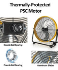 Beast 24 Inch Industrial Drum Fan High Velocity Heavy Duty Metal Blower 8800 CFM 3 Speed Tilt 360 Degree 1/3 HP Motor details