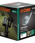 CURT 29423 hand winch box, 900 lb capacity boat trailer winch with 6.5-inch handle and clear zinc finish