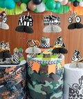 Eight Piece Mountain Bike Birthday Honeycomb Centerpieces With Clips For Teens And Adults BMX Style Party Table Toppers