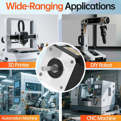 Wide-ranging applications of Five Pack Nema 17 Stepper Motors 1.8 Degree 2 Phase High Torque 0.29Nm for 3D Printer and CNC Machine