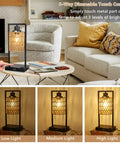Farmhouse Rattan Table Lamps Set of 2 with Boho Vibe, dimmable lighting display, touch control bedside use, living room setting