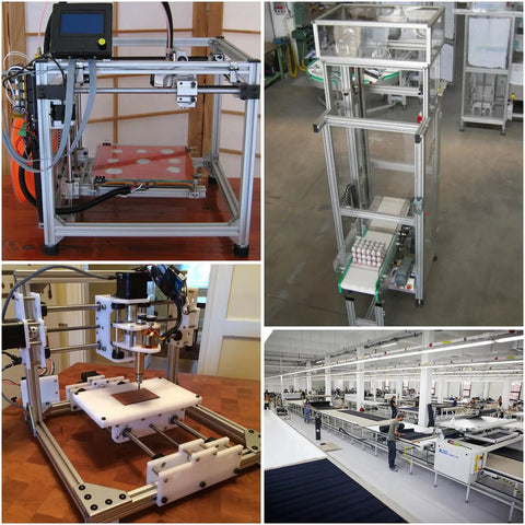 Machines and equipment built with 10 Pack Inside Corner Brackets For 2020 Aluminum Extrusion, showcasing sturdy frames and structures.