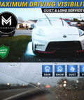 Hella Tough Silicone Windshield Wiper Blades Two Pack Front Driver And Passenger Zero Hassle Setup For J Hook Arm Mounts On American Cars Trucks And Suv All Season Grip on a white car in rain.