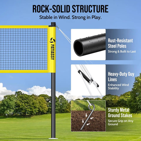 Backyard Badminton Set With Pro Grade Net, 4 Rackets, Shuttlecocks And Carrying Bag In Yellow For Durable Outdoor Play shown.
