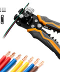 Heavy Duty 3 In 1 Wire Stripper Cutter Crimping Tool Self Adjusting Jaw For 10-24 AWG with blades, springs, and wires