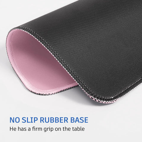 Pink Mouse Pad With Splash Proof Textured Surface And Stitched Edge For Desk, Non Slip Waterproof Rubber Base, 10.2 X 8.2 Inches