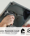 Hand installing 80 CFM Quiet Ventilation Fan With LED CleanCover Roomside Installation ENERGY STAR Certified Ultra Low 0.7 Sones