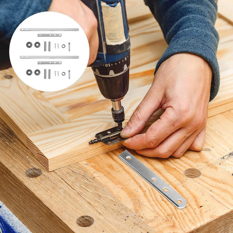 Person using Premium 2-Piece Heavy Duty Manual Rebar Bender Metal Wire Forming Tool on wooden surface for precise steel rod bending.
