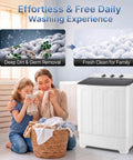 Portable Twin Tub Washing Machine With 19 Pound Washer And 11 Pound Spinner Dryer Featuring A Heavy Duty Drain Pump for family laundry.
