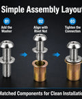 40-Piece 1/4-20 Rivet Nut and Bolt Hardware Kit With Carbon Steel Rivnuts, Stainless Steel 3/4 Inch Button Head Socket Cap Screws, And Flat Washers For Versatile, Heavy-Duty Fastening Projects assembly steps