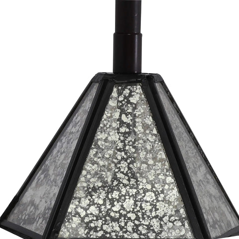 Close-up of mercury glass shade detail on Star Shaped One Light Semi Flush Pendant With Antique Bronze Finish And Mercury Glass Shade Modern Night Sky Vibe Ceiling Light For Living Room Or Bedroom Metal And Glass Fixture With Easy Install